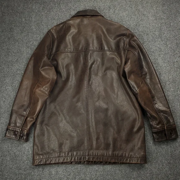Vintage Y2K Gap 90s Leather Jacket Car Coat Mens Medium Distressed